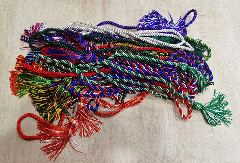 HEPNA Handmade Graduation Honor Cords, 2 PCS 68 Inch,Black and Silver - Image 4